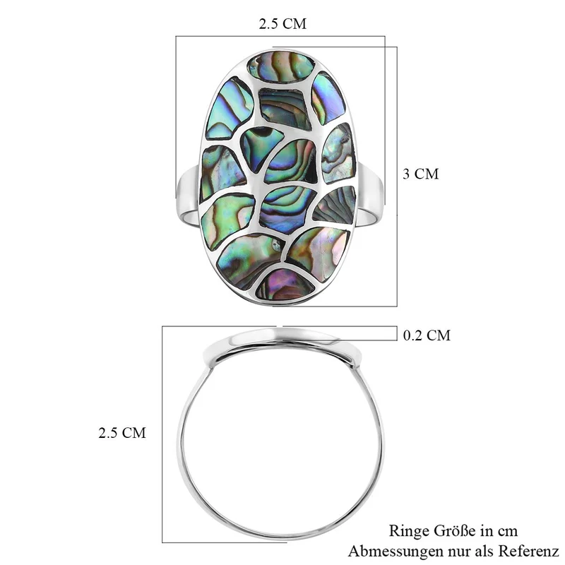 Royal Bali - Abalone Muschel Ringe 925 Silber ca. 1.04 ct