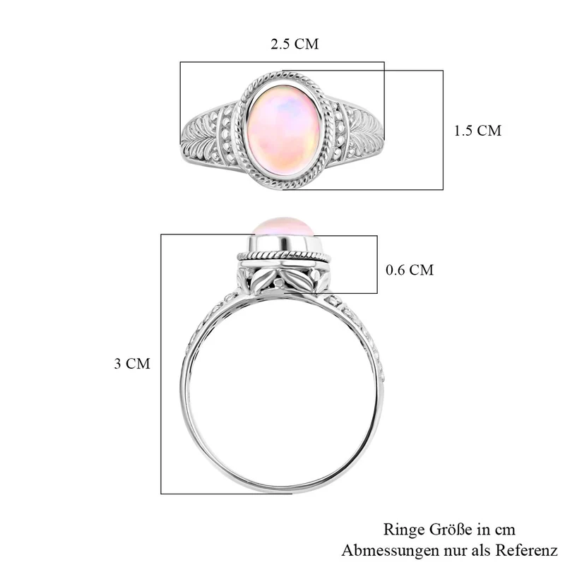Royal Bali - Natürlicher, äthiopischer Welo Opal Ring, 925 Silber ca. 1.87 ct