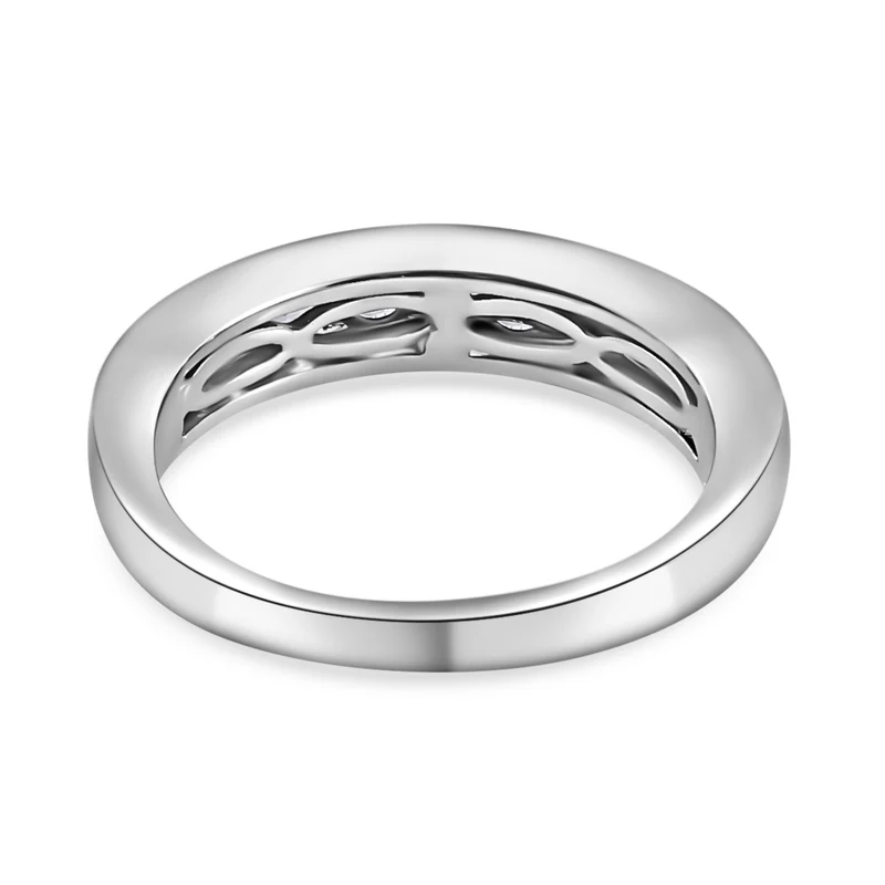 LUSTRO STELLA Hergestellt mit Feinster ZIRKONIA Half Eternity Ring 925 Silber platiniert