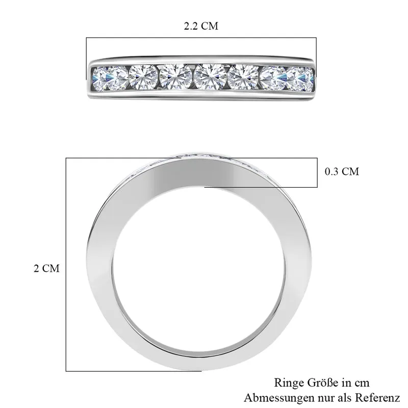 LUSTRO STELLA Hergestellt mit Feinster ZIRKONIA Half Eternity Ring 925 Silber platiniert