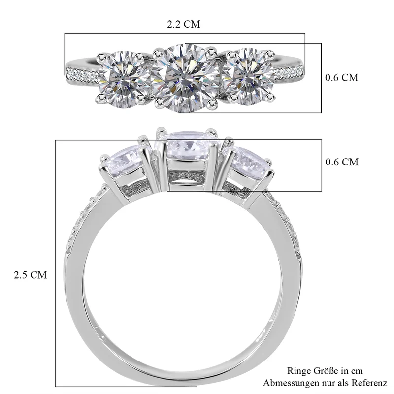 LUSTRO STELLA - Weißer Zirkonia Ring, 925 Silber rhodiniert ca. 3.62 ct