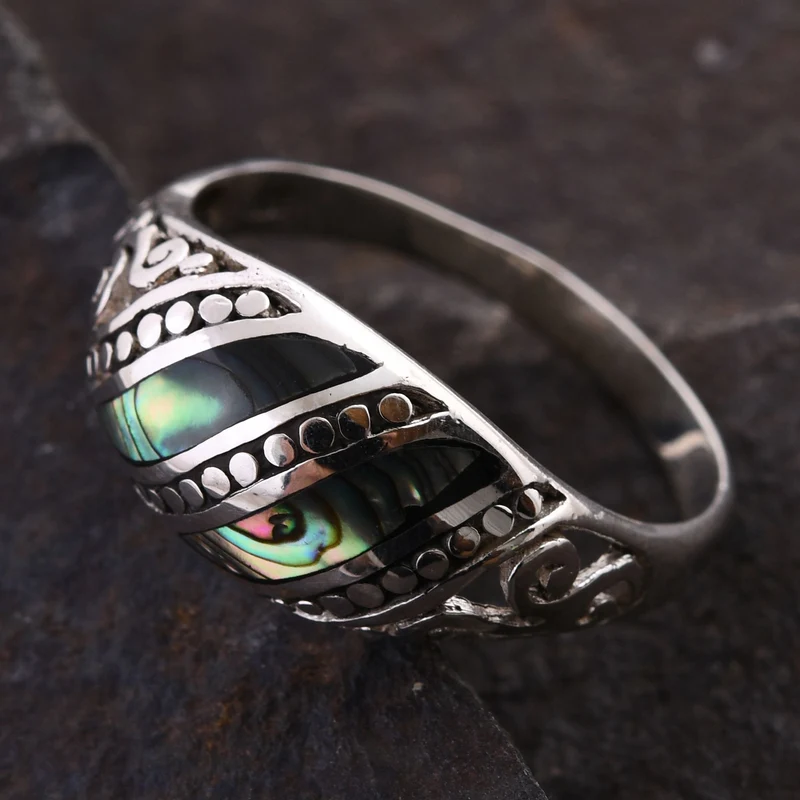 Royal Bali - Abalone Muschel Ring, 925 Silber, , ca. 4.40 ct