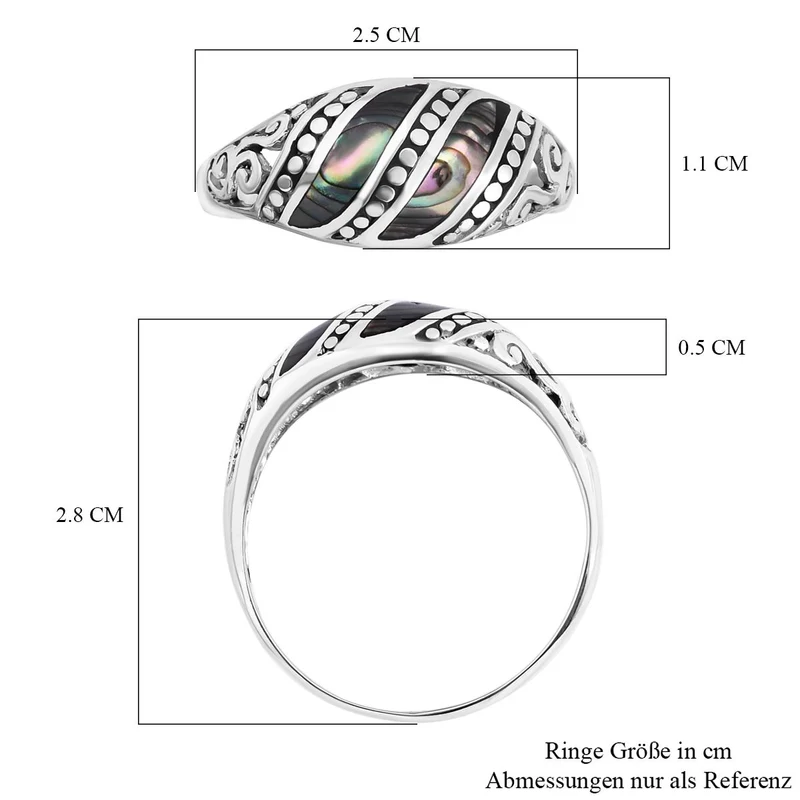 Royal Bali - Abalone Muschel Ring, 925 Silber, , ca. 4.40 ct