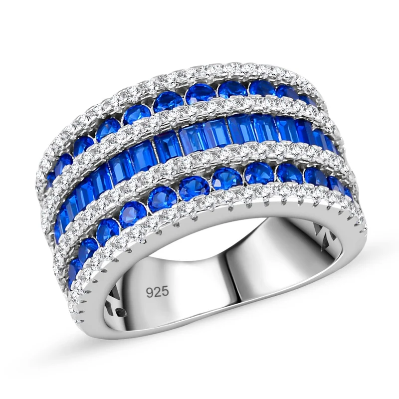 Blauer Zirkonia Ring, 925 Silber rhodiniert, ca. 3.69 ct