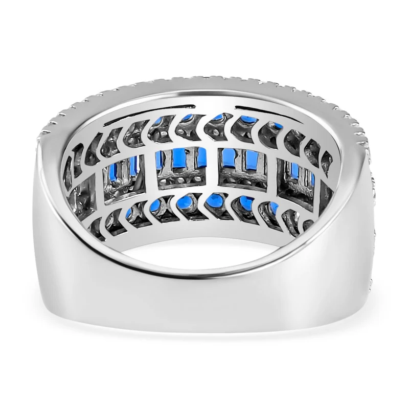 Blauer Zirkonia Ring, 925 Silber rhodiniert, ca. 3.69 ct