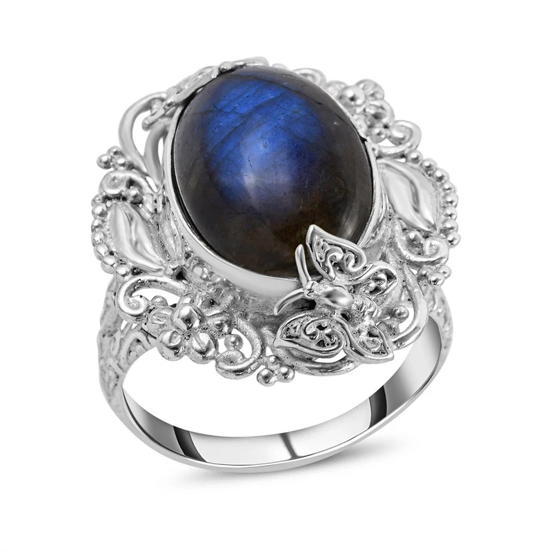 Royal Bali - Labradorit Ring, 925 Silber ca. 12,30 ct