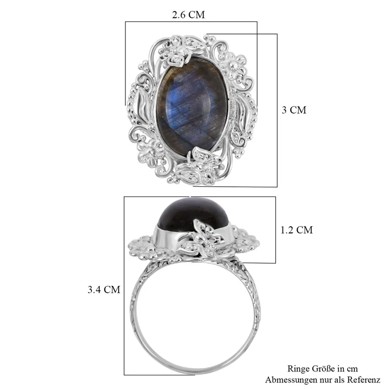 Royal Bali - Labradorit Ring, 925 Silber ca. 12,30 ct