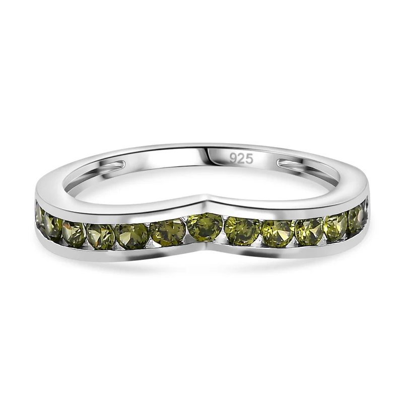 LUSTRO STELLA - Natürlicher Peridot Zirkonia Ring 925 Silber