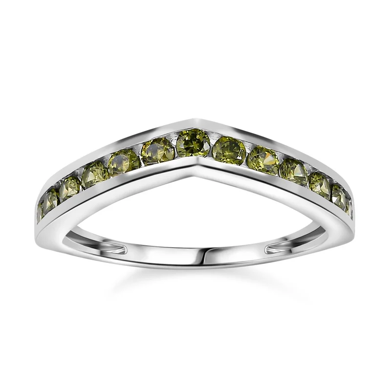 LUSTRO STELLA - Natürlicher Peridot Zirkonia Ring 925 Silber