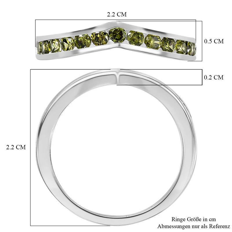 LUSTRO STELLA - Natürlicher Peridot Zirkonia Ring 925 Silber