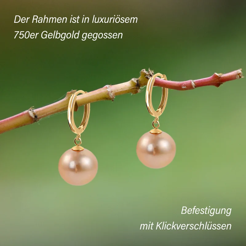 ILIANA - AAA Goldene Südsee Perlen Ohrringe, (10-11mm), 750 Gold