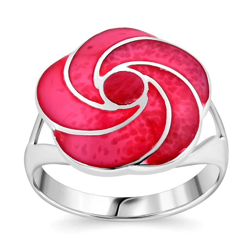 Royal Bali - Koralle Ring, 925 Silber