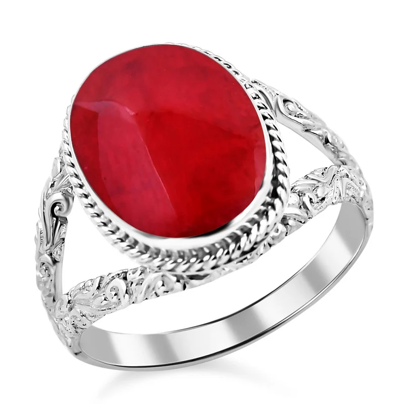 Koralle Ring 925 Silber