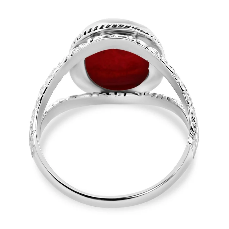 Koralle Ring 925 Silber