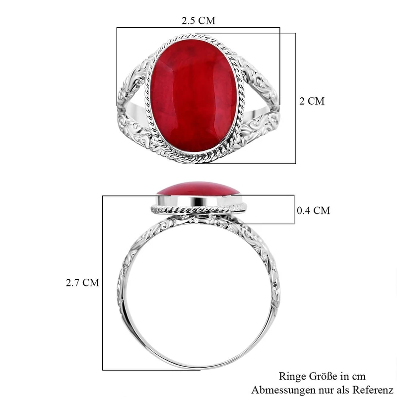 Koralle Ring 925 Silber