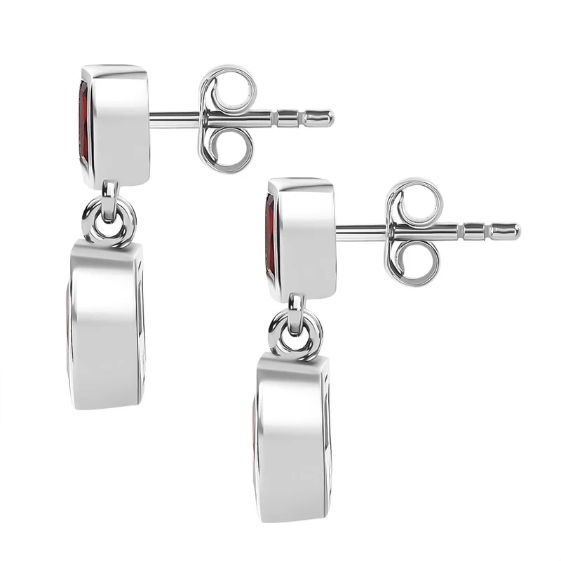 LUSTRO STELLA - Rote Zirkonia Ohrringe, 925 Silber
