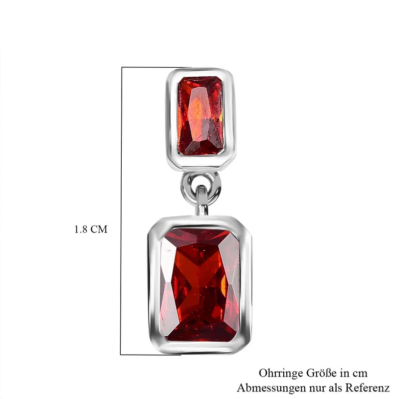 LUSTRO STELLA - Rote Zirkonia Ohrringe, 925 Silber