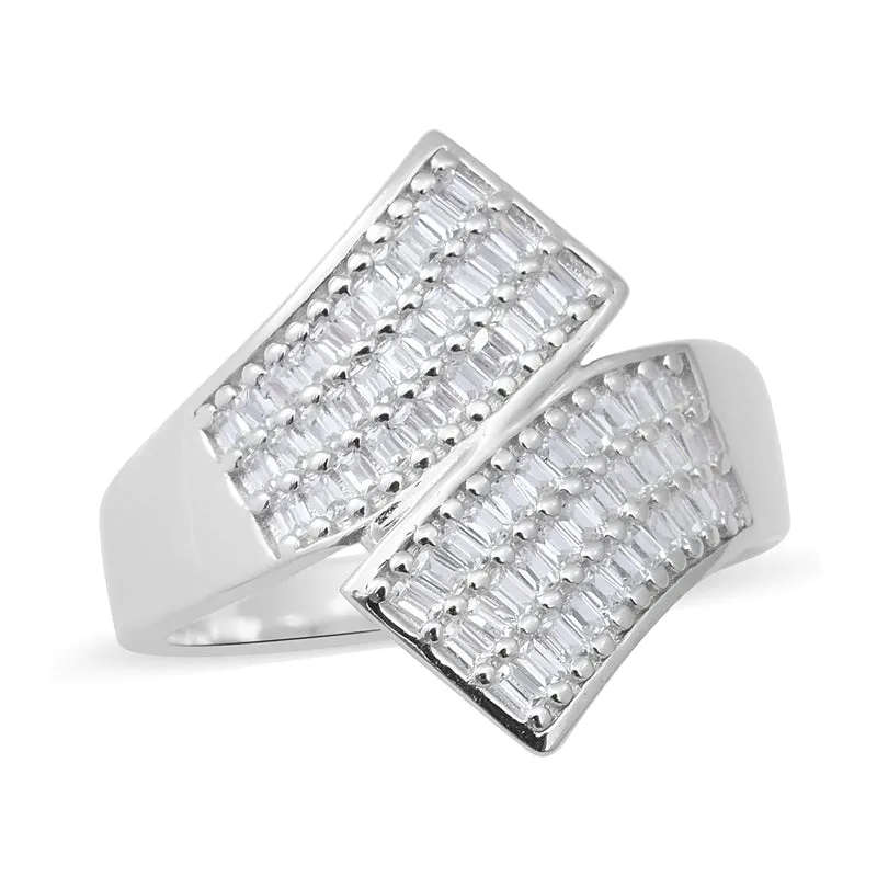 LUSTRO STELLA - Zirkonia Bypass Ring 925 Silber rhodiniert ca. 0,55 ct