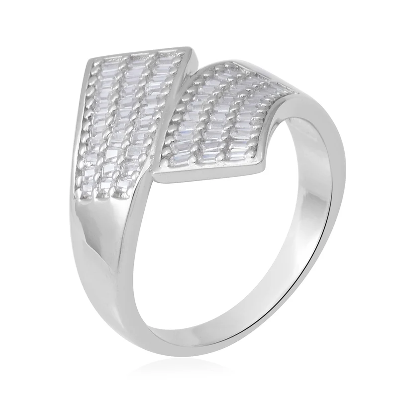 LUSTRO STELLA - Zirkonia Bypass Ring 925 Silber rhodiniert ca. 0,55 ct