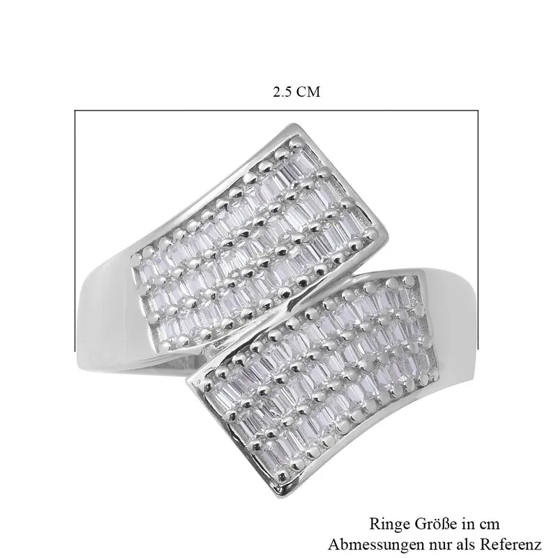 LUSTRO STELLA - Zirkonia Bypass Ring 925 Silber rhodiniert ca. 0,55 ct