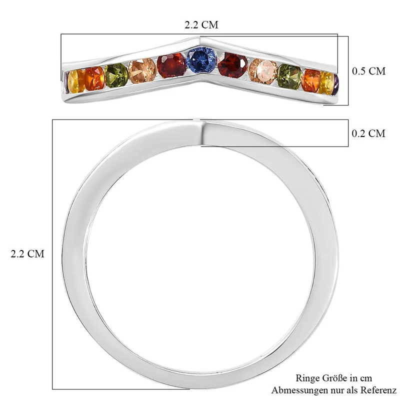 Lustro Stella Mehrfarbiger Zirkonia Ring 925 Silber