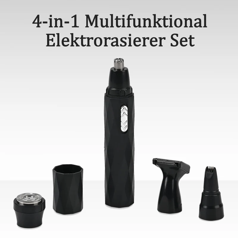 4-in-1 Multifunktional Elektrorasierer Set, 12.8 x 2.6 x 2.6 cm, schwarz