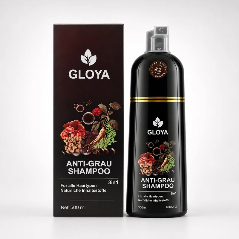 Gloya Anti-Grau Haarfärbe-Shampoo, Kastanienbraun, 500 ml