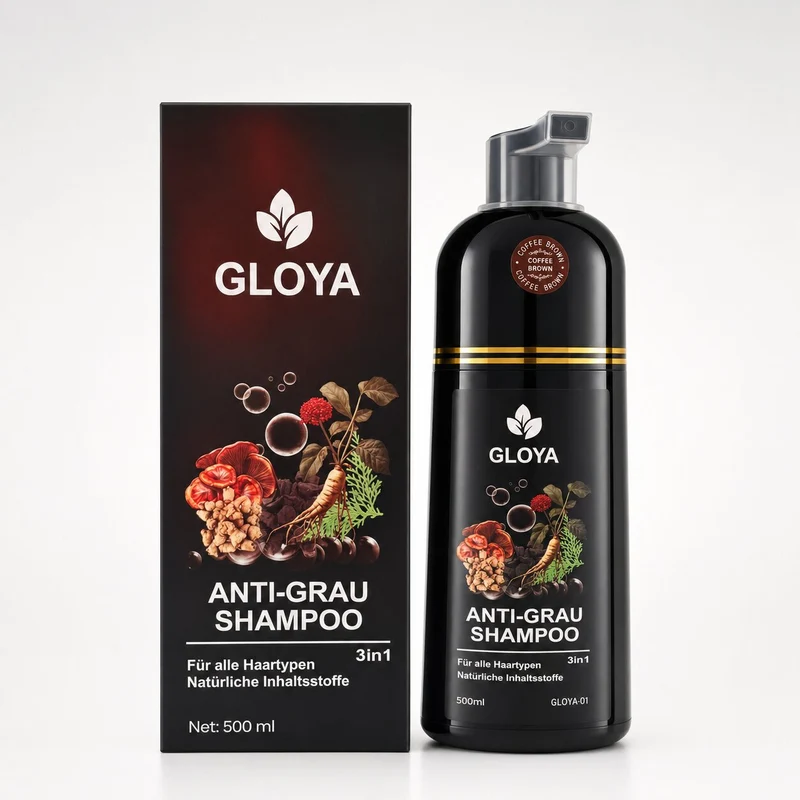 Gloya Anti-Grau Haarfärbe-Shampoo, Kastanienbraun, 500 ml