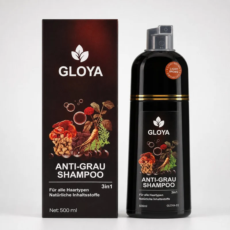 Gloya Anti-Grau Haarfärbe-Shampoo, Kastanienbraun, 500 ml