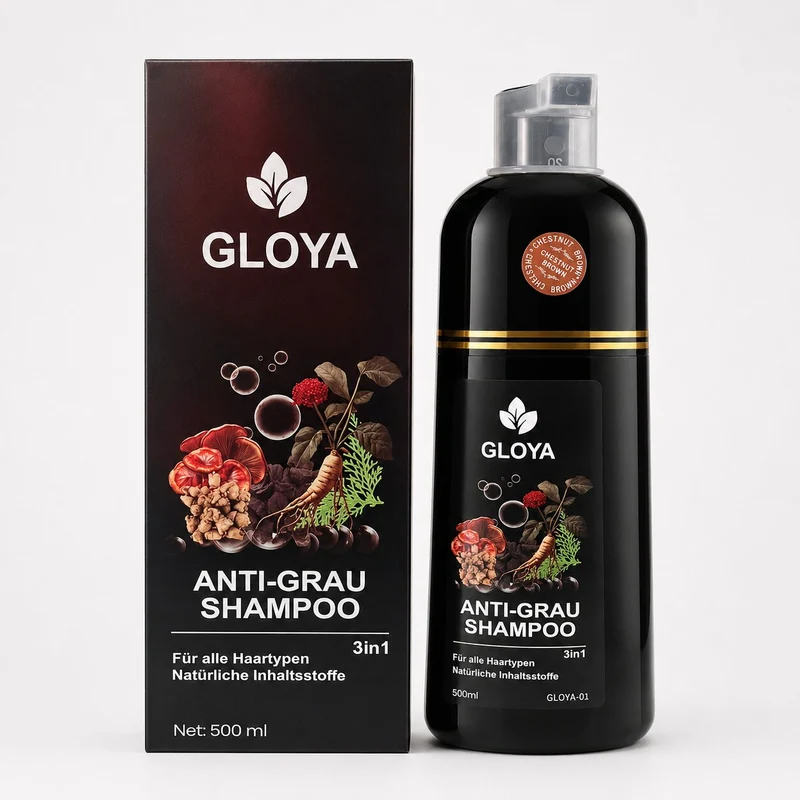 Gloya Anti-Grau Haarfärbe-Shampoo, Kastanienbraun, 500 ml