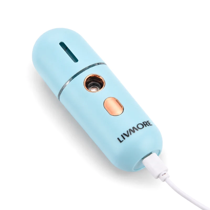 Livmore Nano-Gesichtssprüher für erfrischende Feuchtigkeit, wiederaufladbar, 12 ml, Blau