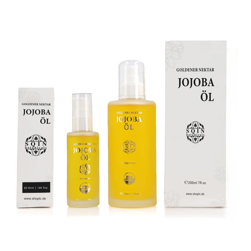 SQIN Botanicals Kaltgepresstes goldenes Nektar Jojobaöl, reines Pflegeöl, 200ml