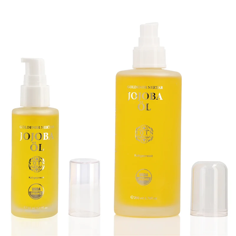 SQIN Botanicals Kaltgepresstes goldenes Nektar Jojobaöl, reines Pflegeöl, 200ml