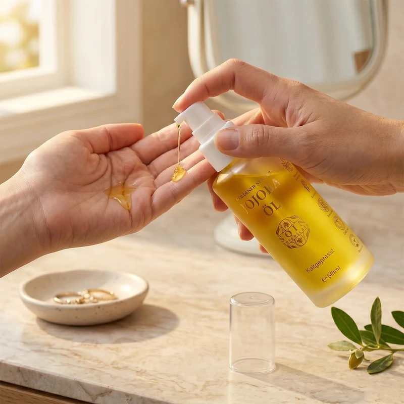 SQIN Botanicals Kaltgepresstes goldenes Nektar Jojobaöl, reines Pflegeöl, 200ml