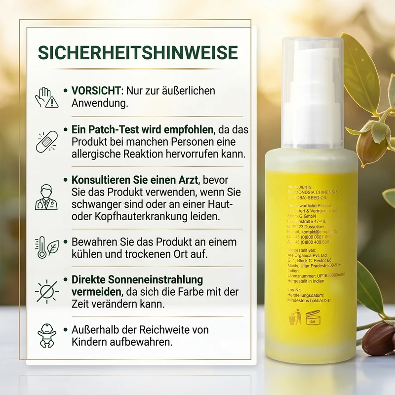 SQIN Botanicals Kaltgepresstes goldenes Nektar Jojobaöl, reines Pflegeöl, 200ml
