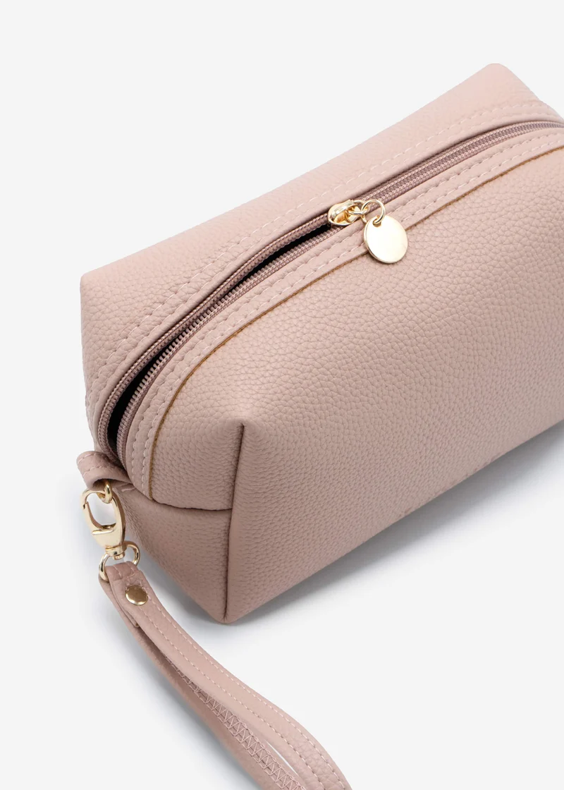 Kleine Kosmetiktasche mit Schlaufe - rosa