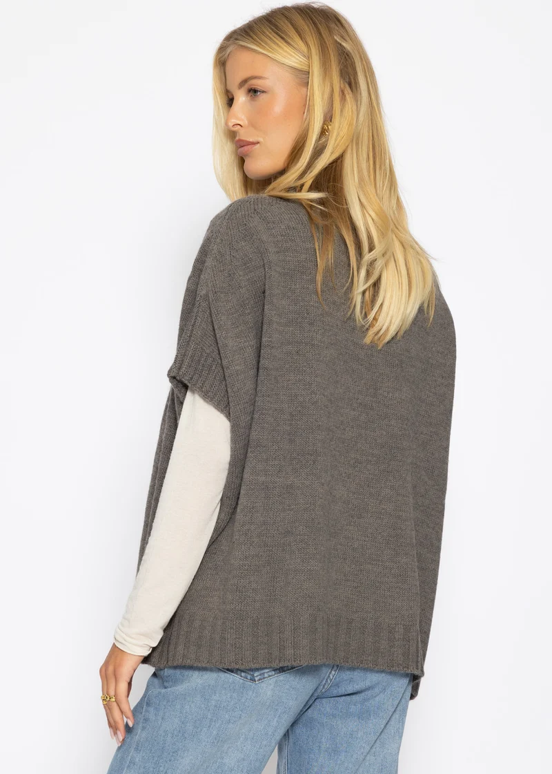 Oversize, ärmelloser Pullunder mit Turtleneck - grau
