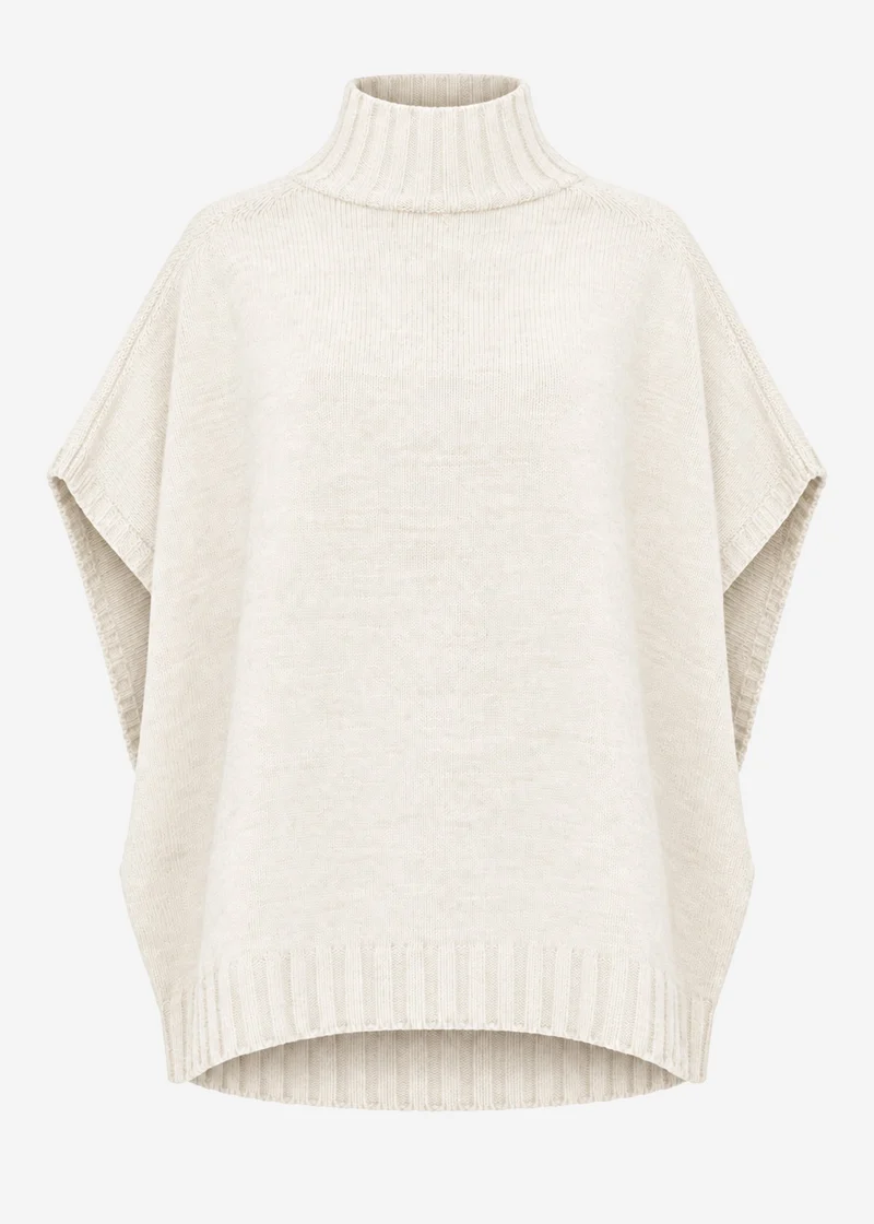 Oversize, ärmelloser Pullunder mit Turtleneck - offwhite