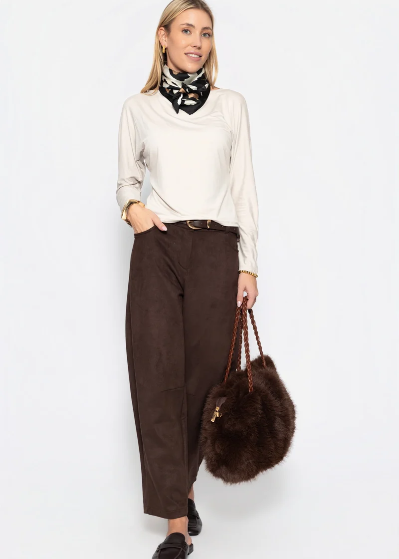 Langarmshirt mit Fledermausärmeln - beige