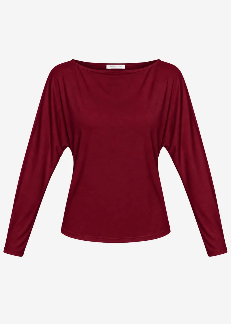 Langarmshirt mit Fledermausärmeln - burgundy