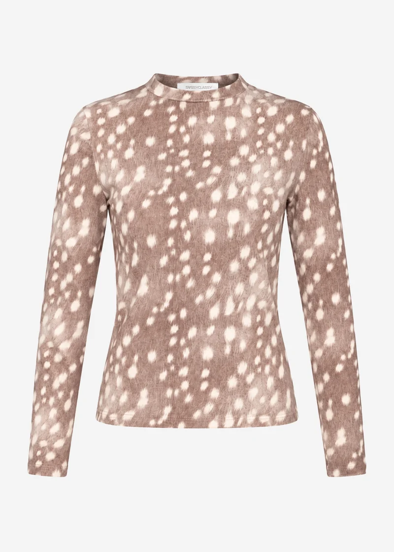 Langarmshirt mit Bambi-Print - taupe