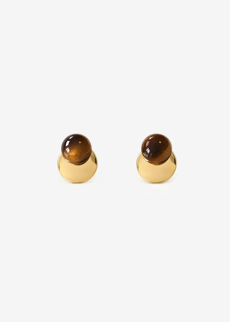 Statement-Ohrringe in Bernsteinoptik - gold