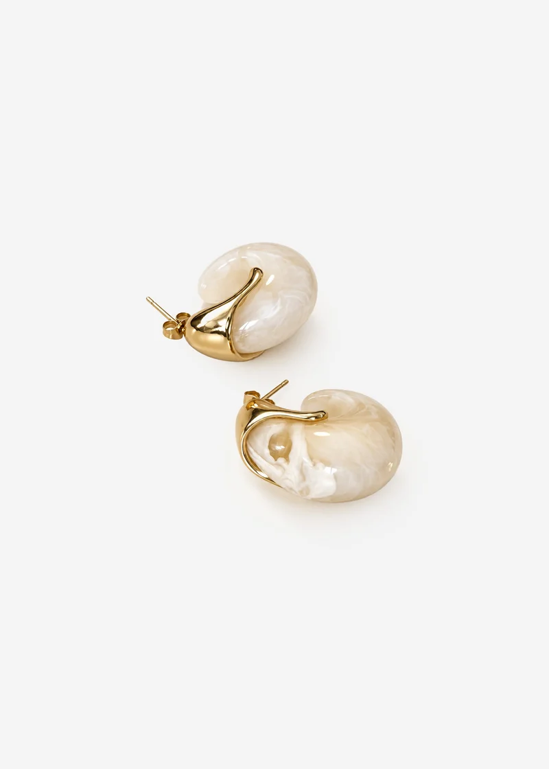 Statement Creolen - gold-offwhite