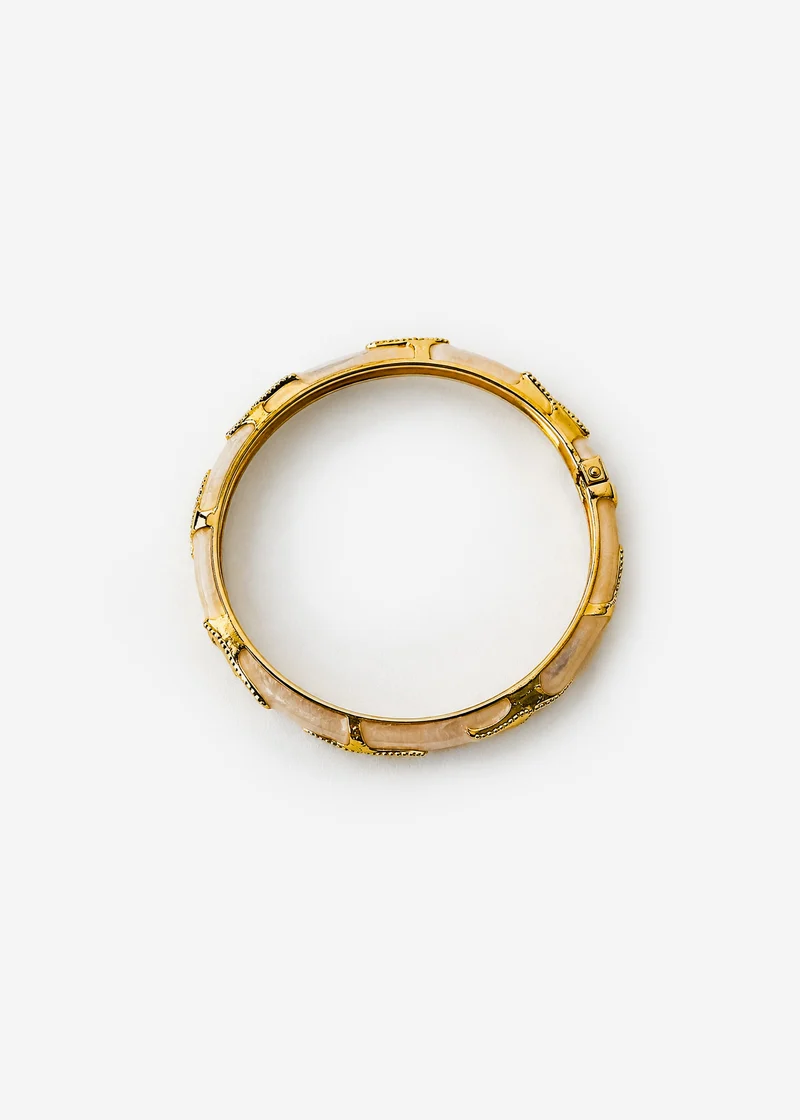 Armreif Seestern mit Perlmutt Optik - gold-weiß