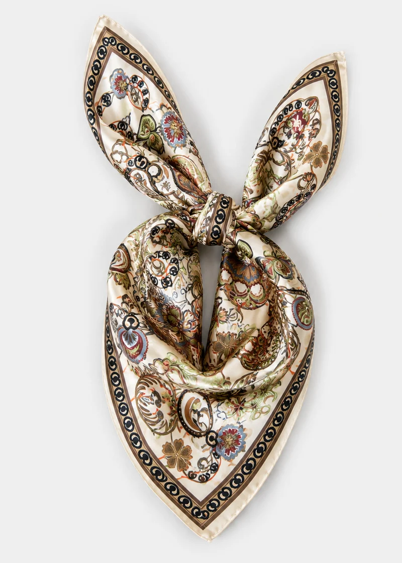 Halstuch mit Blumen- und Paisleymuster - offwhite