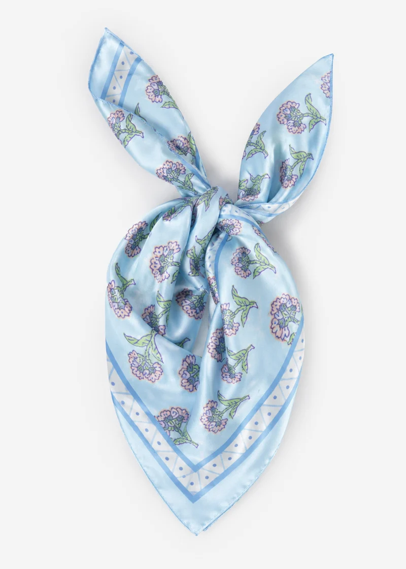 Halstuch mit Blümchen-Print - hellblau