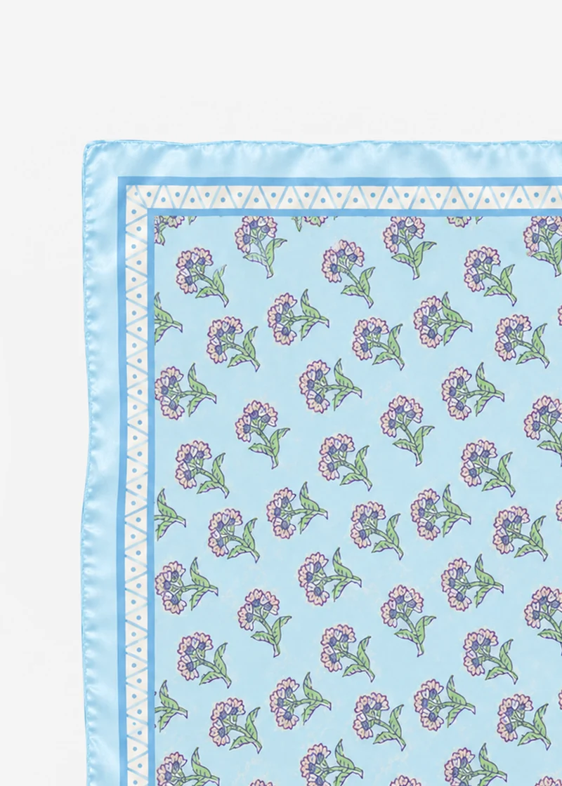 Halstuch mit Blümchen-Print - hellblau